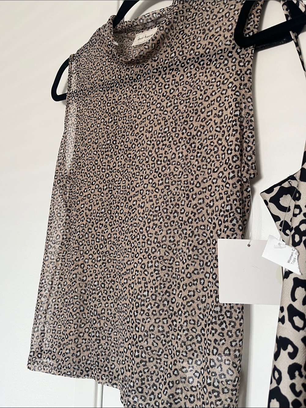 Leopard Print Satin Cami Top - Taupe/Black - Picture 2 of 7